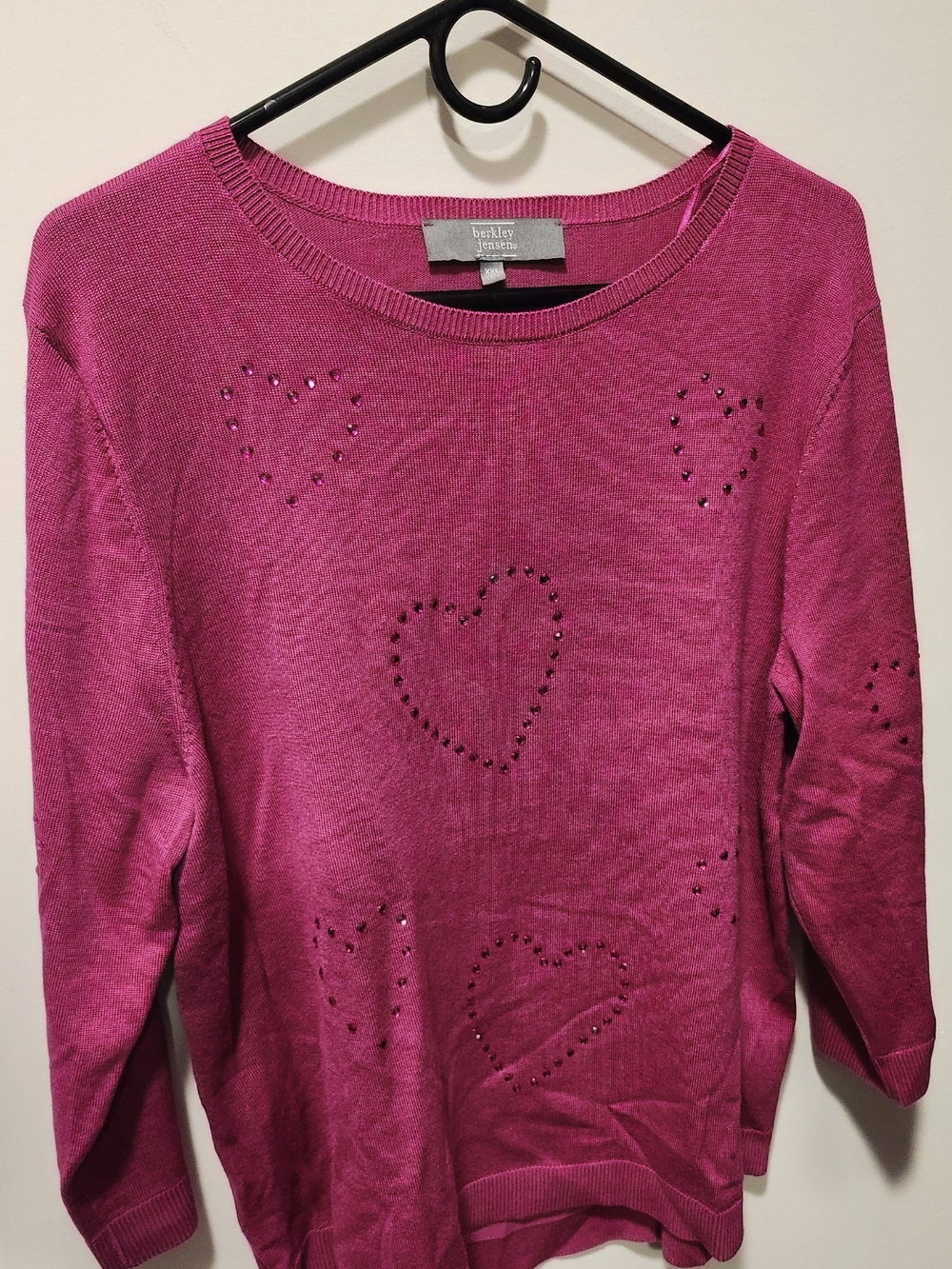 Bright Pink Heart Crewneck Sweater by Berkeley Jensen